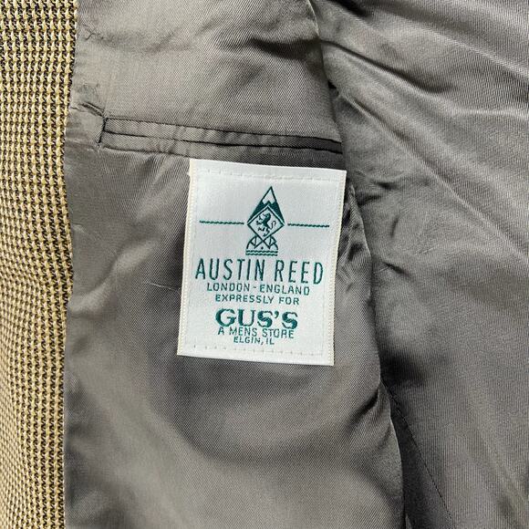 Austin Reed Vintage 70s Wool Blazer 40R Tan Houndstooth Jacket Gus’s USA Classic - Picture 10 of 14